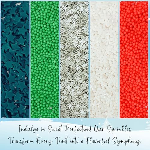 Confect Christmas Sprinkles | Red, White, Green, Holly Green & Grey Mix | Edible Holiday Sprinkles for Cakes, Cupcakes & Cookies | Festive Baking Decoration- 5 Oz - Image 6