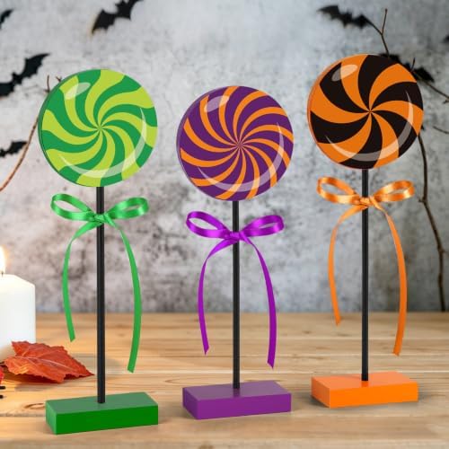 3 PCS Halloween Table Decorations Cute Wooden Candy Sign Set,Pastel - Image 2