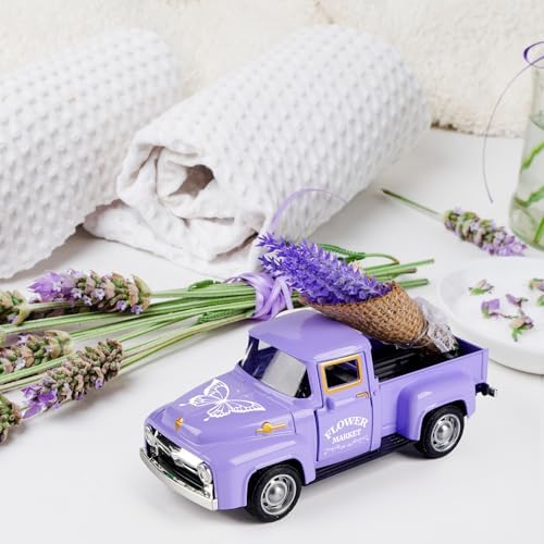 Lavender Truck Decor with Flowers, Purple Floral Pickup Truck with Butterfly, Rustic Farmhouse Tabletop Centerpiece, Spring Country Home Office Kitchen Tiered Tray Decor - Image 2