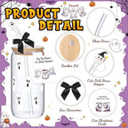 Vesici 6 Set Halloween Ghost Glass Cups 16 oz with Lid Straw and Stopper - Image 4