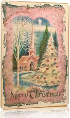 Artlunar Vintage Xmas Decor Rustic Pink Christmas Church Merry Christmas Tin Sign for Home Farmhouse Kicthen Cafe Bar Wall Decor 8 x 12 Inch (3250) by Artlunar