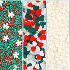 Confect Christmas Sprinkles | Sprinkles for Baking & Cake Decorative | Assorted pack of 5 Silver, Red, Green & White I Heart, stars, Snowflakes sparkling sugar | Cookie sprinkles| Dessert Decorating - Image 7