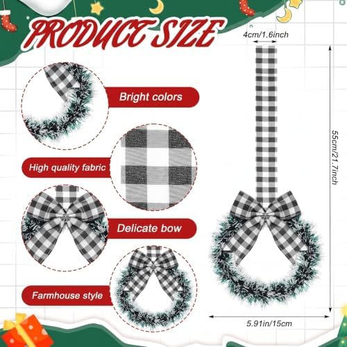 Retrowavy 12 Pcs Small Christmas Kitchen Cabinet Wreaths with Ribbon - Image 2