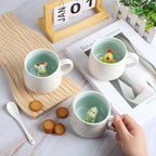 Cute Squirrel Ceramic Coffee Mug Hidden 3D Animal In Cup Ideal Creative Holiday Christmas and Birthday Gifts for Animal Lovers Family Kids Friends Colleagues 12OZ (Green and Yellow) - Image 3