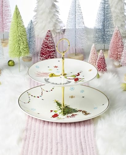 Lenox Merry Grinchmas Porcelain 2-Tier Christmas Serving Tray - Image 3