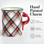 Mud Pie Christmas Tartan Mug with Bow Handle, 11 Ounce Plaid Coffee Mug - Image 3