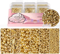 HUEBEATY® 6-in-1 Metallic Gold Dragees Sprinkles for Cake Decorating, Cupcakes & Cookies | 180g/6.36oz | Birthdays, Weddings, Holiday, Christmas Fancy Gold Cake Candy Pearls Sprinkles and Decorations by Unknown