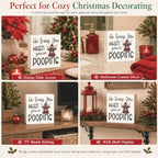 Christmas Bathroom Decor, Funny Highland Cow Christmas Decorations, Bathroom Table Decoration, Coquette Red Bow Santa Hat Wooden Box Sign, Home Shelf Desk Decor for Toilet 5x5 Inches - Image 5