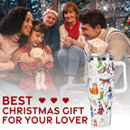 Christmas Tumbler with Handle and Straw Lid 40 oz,Cute Merry Xmas Cat Lovers Gifts for Women Vacuum Insulated Leak Proof Tumbler,Winter Holiday Accessories Stainless Steel Coffee Cup Mug - Image 7