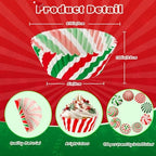SANNIX 450pcs Christmas Cupcake Liners, Xmas Candy Pattern Baking Cups Cupcake Wrappers Paper Wraps Muffin Liners for Christmas Holiday Birthday PartyCandy Cake Decorations Supplies, 9 Designs - Image 2