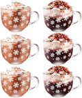 Sliner Set of 6 Christmas Glass Coffee Mugs with Handle, 16 oz Clear Irish Coffee Mugs Footed Irish Glasses Christmas Glasses Winter Holiday Cups for Beverages Latte Hot Chocolate(Snowflake) by Sliner