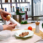 Salt and Pepper Grinders White Salt Shaker Wooden Pepper Salt Grinder Set - Image 4