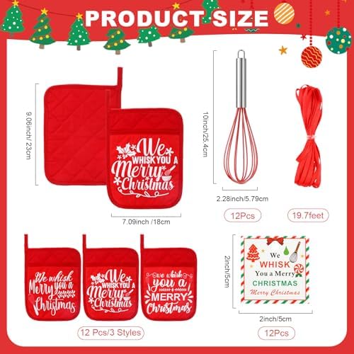LemonRoad 12 Sets Christmas Whisk Baking Gift Set, Classic, Red - Image 2