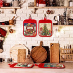 Jingmore 12 Pcs Christmas Pot Holders with Pocket Retro Oven Mitts Bulk - Image 5