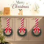 Retrowavy 12 Pcs Mini Christmas Kitchen Cabinet Wreaths with Candy Cane Bow - Image 5