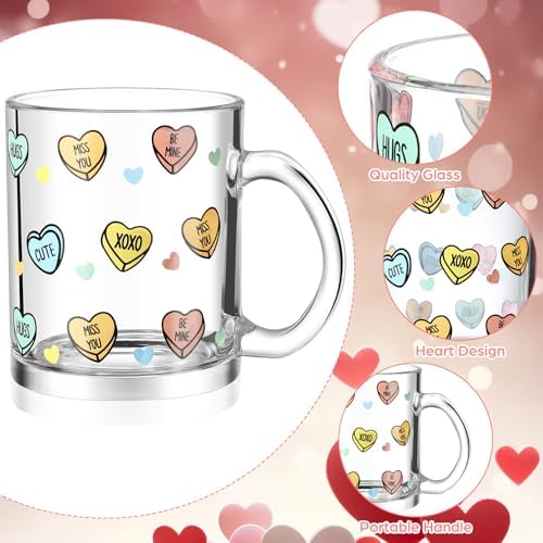 Maxcheck 6 Pack 12 oz Valentines Day Heart Glass Coffee Mugs with Handle - Image 4