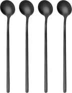 Gjinxi 4pc Satin Black Stainless Steel Coffee Spoons, 6.7 Inch Mini Teaspoons by Gjinxi