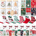 Meanplan 6 Set Christmas Mugs Gift Bulk, Fuzzy Socks Cards Bags, Vintage by Meanplan