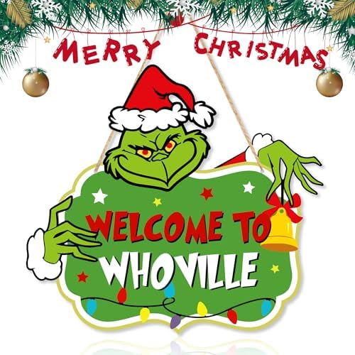 Christmas Decorations Hanging Signs Christmas Door Sign Welcome to Whoville Sign for Holiday Xmas Door Decor by Unknown