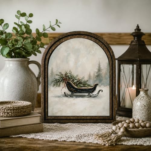 Christmas Sleigh Arched Table Sign, Vintage Farmhouse Shelf Decor - Image 7