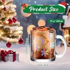Maxcheck 6 Pack 12 oz Laser Snowflake Coffee Mugs Christmas Glass Cups - Image 5