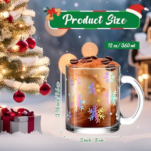 Maxcheck 6 Pack 12 oz Laser Snowflake Coffee Mugs Christmas Glass Cups - Image 5