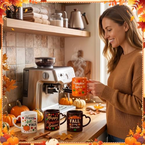 Fall Coffee Mug Set of 6, 10 oz Ceramic Teacher Mugs - Image 4