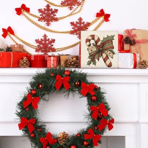 Vintage Christmas Decorations, Candy Cane Wooden Sign Home Decor - Image 6