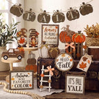 Shellwei 20 Pcs Thanksgiving Tiered Tray Decor Set, Fall Wooden Table Sign - Image 3