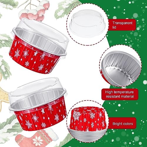 Umigy 100 Pcs Christmas Aluminum Foil Baking Cups with Lids,Snowflake - Image 3