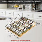 Spice Drawer Organzier, 4 Tiers Bamboo Spice Rack Tray Insert - Image 7