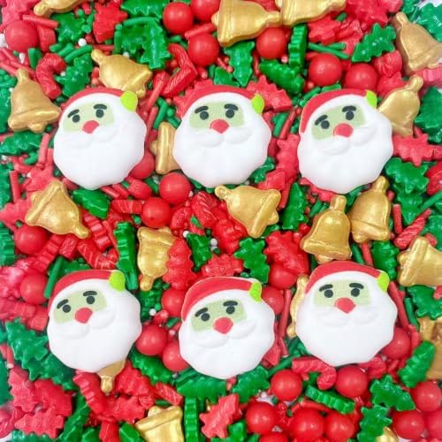 Sentovac Sprinkle Santa Claus Christmas Tree Bells Mix Red Green Sprinkles Edible for Cake Decorating Cookie Cupcake Topper Baking Decorations Halloween Christmas Supplies - Image 3