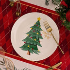 Christmas Dishes Set for 6,10 Inch Bone China Tree Dinner Plates,Xmas Table Centerpieces Porcelain Dinnerware Set (6pcs, 10 inch) - Image 4