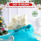 HKNMTT Snowflake Christmas Silicone Mold 12 Cavity for Holiday Soap Chocolate Cocoa Bomb Ice Candy Oreo Covered Jello Xmas Winter Wax, Oven Safe Baking Frozen Food Grade Moulds DIY Candle Craft Set - Image 4
