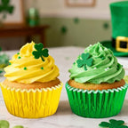 JarThenaAMCS 200Pcs St. Patrick's Day Foil Cupcake Liners Baking Cups Green Gold Foil Metallic Cupcake Wrappers Muffin Liners for Irish Holiday Birthday Party Supplies - Image 5