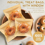 Paper Sandwich Bags Sealable Bagel Bags Kraft Brown Cookie Bags with Window - Image 4