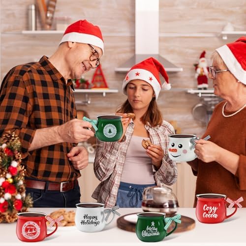 Sawysine 6 Set Christmas Coffee Mugs, Holiday Gift, Snowman Style - Image 5