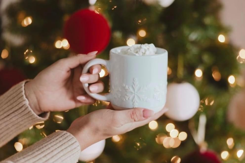 Sweet Water Decor Snowflake Coffee Mug, 14oz Stoneware Christmas Mug, Dishwasher & Microwave Safe, Large Holiday Winter Cup for Coffee, Tea & Hot Chocolate, Stocking Stuffer Gifts for Women - Image 6
