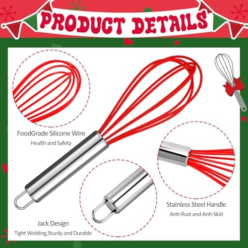 Nuogo 36 Sets Christmas Whisk Gift Set with Cards, 8 Inch Stainless Steel - Image 3