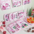 Jingmore 12 Pcs Pink Christmas Pot Holders with Pocket Hello Winter Snowflake Pot Holders Gift Bulk Snowman Gnome Heat Resistant Hot Pads Oven Mitts Cute Oven Gloves for Xmas Kitchen Baking Cooking - Image 3