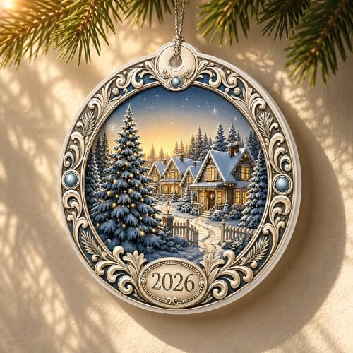 Christmas Ornament 2026, Winter Village Christmas Tree Ornament, Snowy Cabin Holiday Keepsake, Acrylic Christmas Tree Decoration, Winter Wonderland Gift for Family, Friends, Secret Santa - Image 4