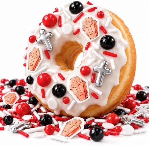 Edible Halloween Sprinkles,RIP Tombstone Silver Cross,Pearl Confetti Sugar - Image 3