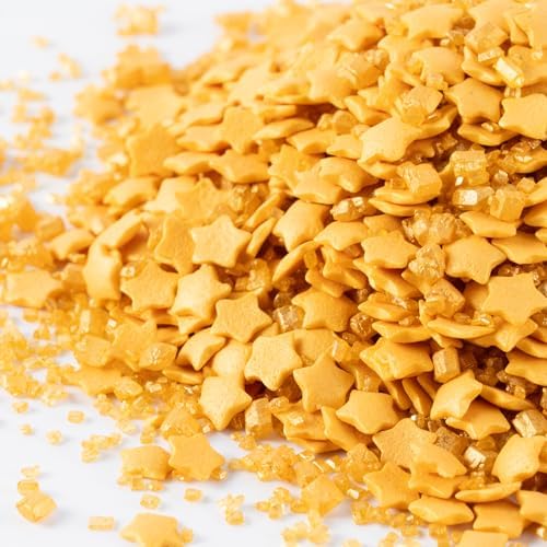 Gold Star Sprinkles for Cake Decorating Gold Sanding Sugar Sprinkles Mix Crystal Sugar for Cookie Baking Ice Cream Brownie Cupcake Toppings Shower Party Wedding - Image 4
