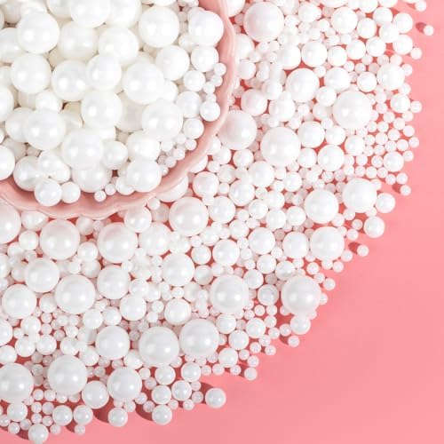 Edible Pearl Sprinkles,White Pearls Sprinkle for Cake Decorating,130g by Sugarzy