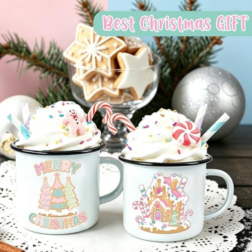 2 PCS Pastel Christmas Tiered Tray Mug Decor Set with Faux Whipped - Image 6