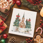 Christmas Decorations, Christian Christmas Decorations Indoor, Coquette Bow Xmas Tree Church Sign Gift for Women Friends, Rustic Wooden Box Sign for Home Office Bedroom Desk Decor 5x5 Inches - Image 4