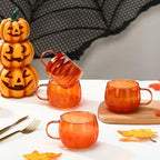 Didaey 4 Pcs Fall Pumpkin Coffee Mugs Bulk Orange Thanksgiving Glass Cups - Image 5