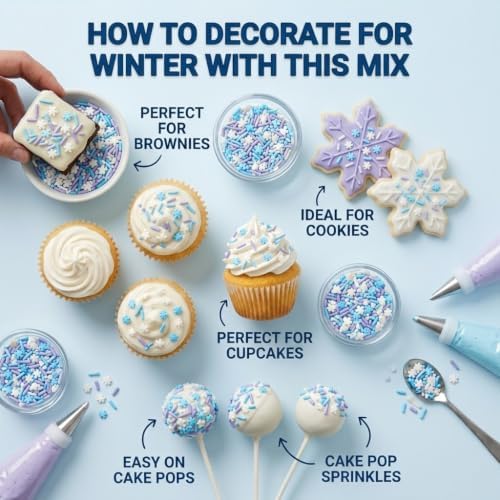 Manvscakes Sprinkles- Edible Cake and Cupcake Sprinkles with Assorted Shapes and Sizes for Parties, Metallic Sprinkle Mix for Cookies, Ice Cream, Cake and Cupcake Decorating, 4 oz (Snowflakes) - Image 4