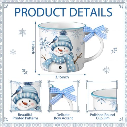 6 Pcs Winter Christmas Mugs Bulk 10oz Snowman Hot Cocoa Mug - Image 3