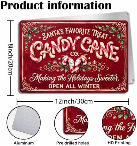 Candy Cane Sign, Christmas Sweet Shop Decor, Vintage Wall Art - Image 3